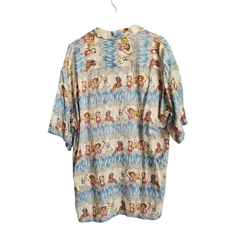 Vintage Pierre Cardin Hawaiian Lua Pin Up Model Button Down Short Sleeve Shirt - Picture 4 of 6
